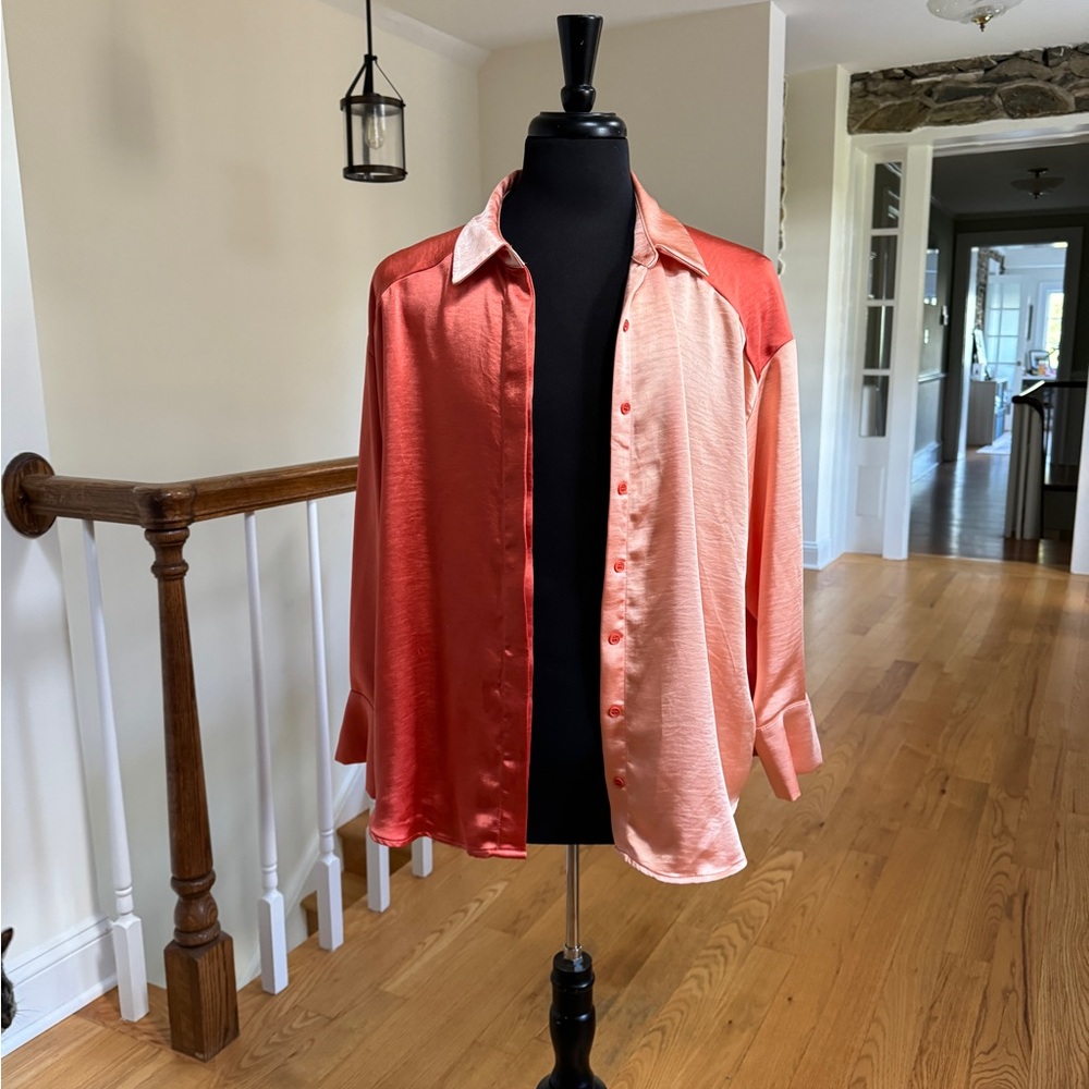 Forever 21 Red and Pink Button Down Shirt